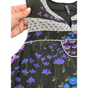 Free People Patchwork Flower Field Shift Dress Size 10 Preppy Hobo Boho Hippie